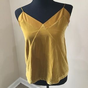 Club Monaco Women’s Mustard Yellow Gold Velvet Camisole Tank Top Size S/P NWT